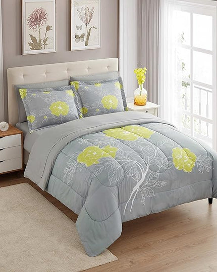 Sweet Home Collection 5 Piece Comforter Set Bag Solid Color All Season Soft Down Alternative Blanket & Luxurious Microfiber Bed Sheets, Florence, Twin - LeafyLoom
