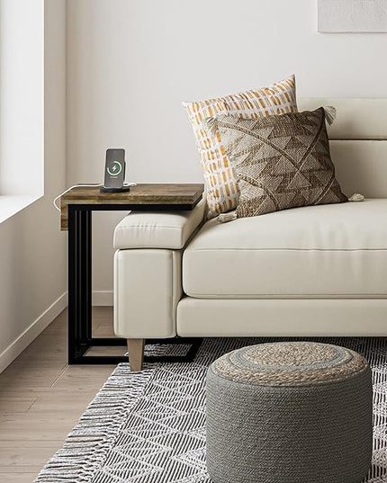 SIMPLIHOME Hayward Modern Industrial 19 Inch Wide Metal Side Table in Natural, Fully Assembled, For the Living Room and Bedroom - LeafyLoom