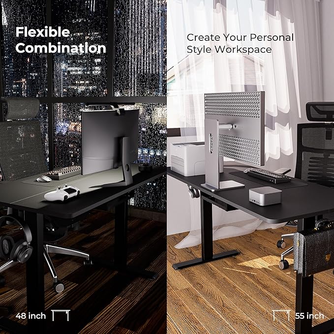 Electric Standing Desk - Adjustable Height with Memory Preset, 48 x 24 Inches Ergonomic Design Home Office Standing Desk - LeafyLoom