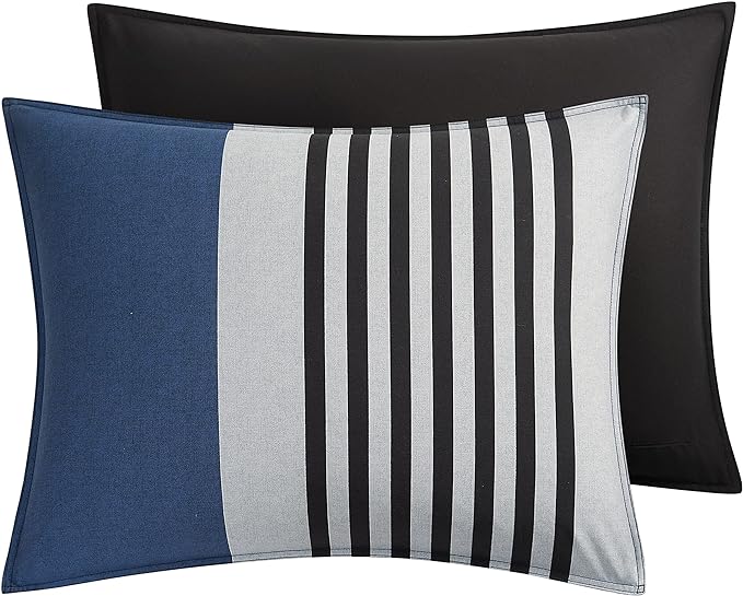 Nautica Comforter Set Cotton Reversible Bedding with Matching Sham, Home Decor for All Seasons, Dorm Room Essentials, Twin, Rendon Charcoal - LeafyLoom