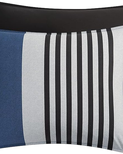Nautica Comforter Set Cotton Reversible Bedding with Matching Shams, Home Decor for All Seasons, 3 pcs, Queen, Rendon Charcoal/Navy/White - LeafyLoom