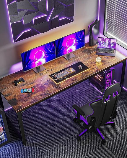 Coleshome 71 Inch Computer Desk, Executive Desk for Home Office, Study Student Writing Desk, Vintage - LeafyLoom