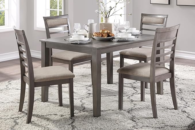 NicBex Small Kitchen Table Set for 4 Modern Dining Table 5Pc Dining Set Table and 4 Side Chairs Sets with Fabric Upholstery, Wooden Furniture Kitchen Dining Set, Gray - LeafyLoom
