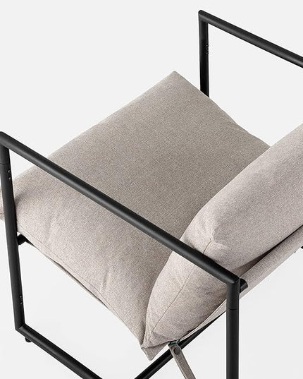 ZINUS Aidan Sling Accent Chair, Pack of 2, Metal Framed Armchair with Shredded Foam Cushioning, Oatmeal - LeafyLoom