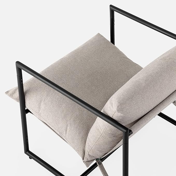 ZINUS Aidan Sling Accent Chair, Pack of 2, Metal Framed Armchair with Shredded Foam Cushioning, Oatmeal - LeafyLoom