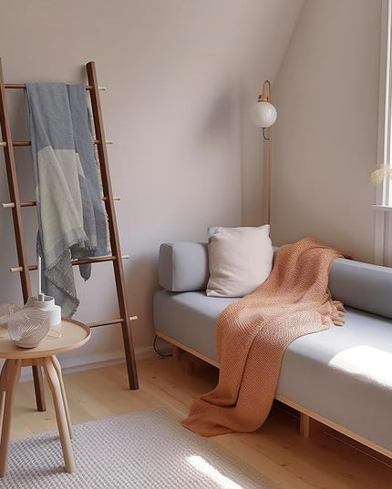 5 Ft Wooden Blanket Ladder Farmhouse - Quilt Ladder for Bedroom - Wood Ladder Decor - Decorative Ladder for Blankets - Easy to Assemble - Farmhouse Ladder Blanket Holder - Wooden Ladder for Blankets - LeafyLoom