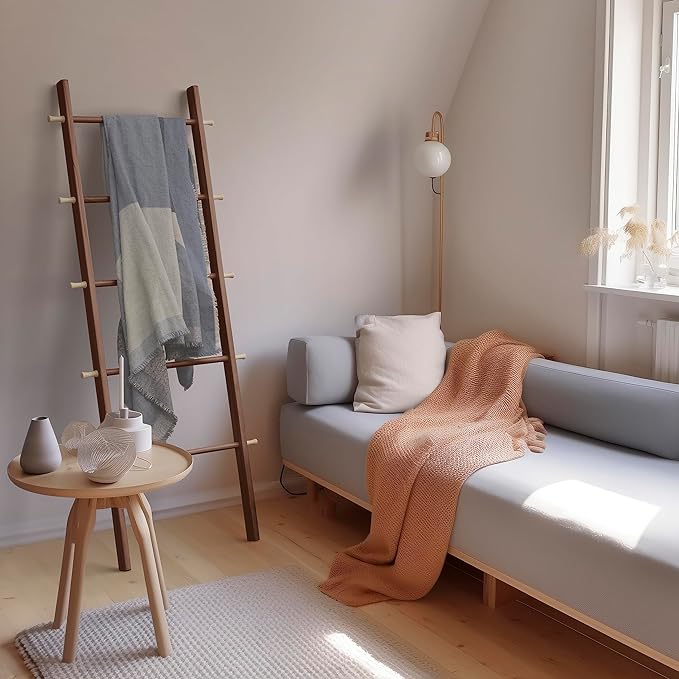 5 Ft Wooden Blanket Ladder Farmhouse - Quilt Ladder for Bedroom - Wood Ladder Decor - Decorative Ladder for Blankets - Easy to Assemble - Farmhouse Ladder Blanket Holder - Wooden Ladder for Blankets - LeafyLoom