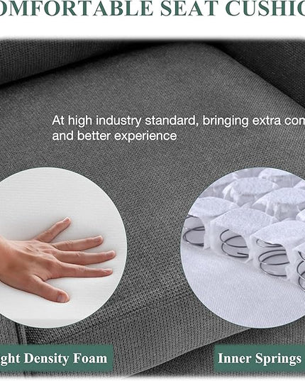 COLAMY 360° Swivel Accent Chair Set of 2, Upholstered Fabric Leisure Armchair with Lumbar Pillow for Living Room Bedroom Home Office, Grey - LeafyLoom