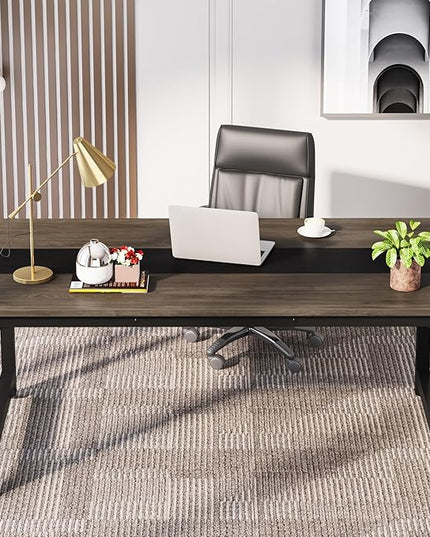 63 Inch Large Executive Office Desk, Simple Computer Workstation with 31.5 inch Extra Wide Desktop for Home Office - LeafyLoom