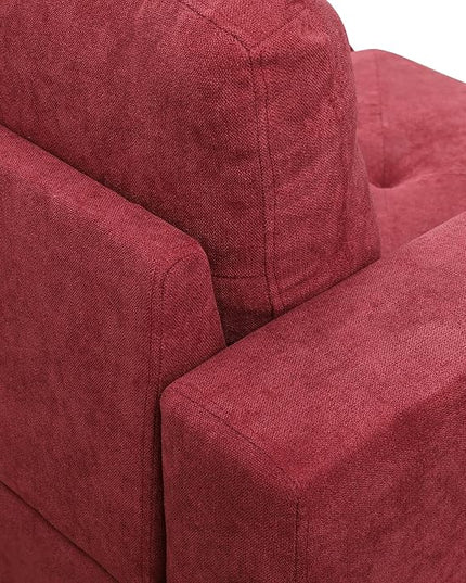 L-Shaped Sectional Couches with 66.5'' Chaise Lounge & Storage Ottoman Modular Room Sofas for Home Office Apartment, Large Living Furniture, 97'' Right Hand Facing, Red Flannelette - LeafyLoom