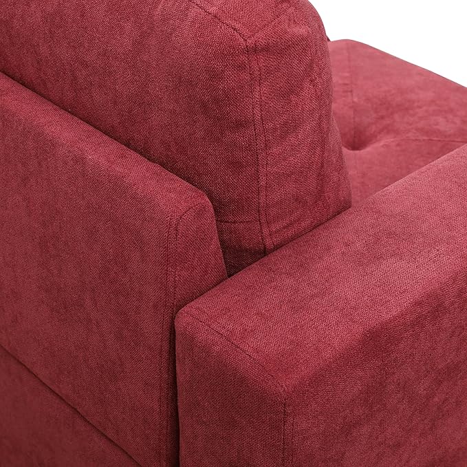 L-Shaped Sectional Couches with 66.5'' Chaise Lounge & Storage Ottoman Modular Room Sofas for Home Office Apartment, Large Living Furniture, 97'' Right Hand Facing, Red Flannelette - LeafyLoom