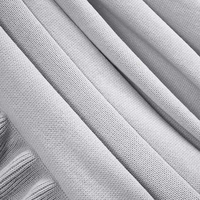 Lush Decor Reyna Soft Knitted Ruffle Throw Blanket, 104" W x 88" L, Light Gray - Ruffled Bedding - Knit Blanket - Cozy Oversized Blanket For Bed or Couch - Vintage, Minimalist & Cottage Home Decor - LeafyLoom