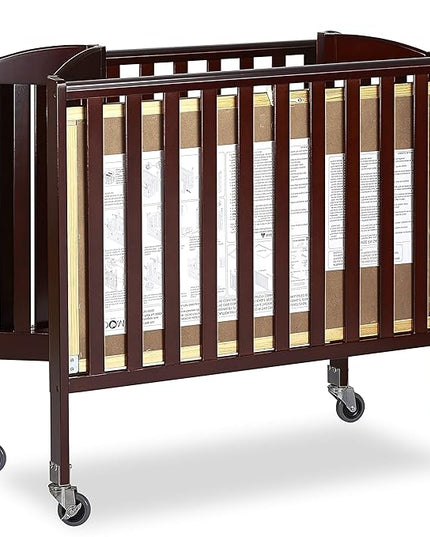 3-in-1 Folding Portable Crib, Espresso, Large - LeafyLoom