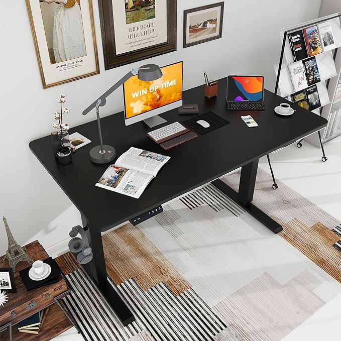 63 x 24 Inches Standing Desk Adjustable Height with Splice Board- Stand Up Desk, Electric Standing Desk, Sit to Stand Desk for Home & Office Computer Desk - LeafyLoom