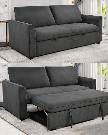 3 in 1 Oversized Convertible Loveseat Sleeper Sofa Bed,Soft Corduroy Upholstered Queen Love Seats Sofabed W/Pull Out Sleep Couch,Comfortable Cushions and Padded Armrests for Living Room - LeafyLoom