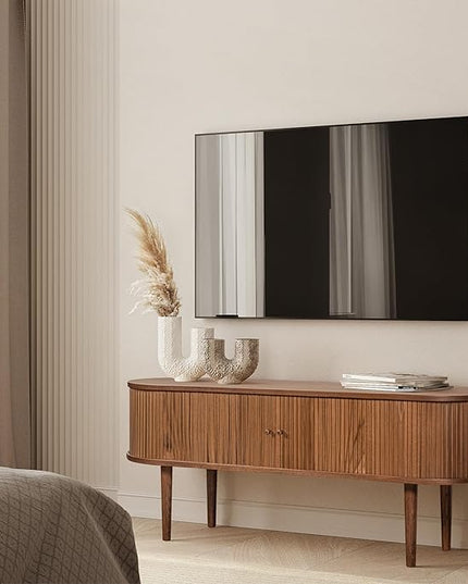 55’’ TV STAND with Storage and Shelves designed to fit 32’’ - 60’’ TVs. Wood Entertainment Center for Living Room and Bedroom, Media Console and Modern TV Console Table (Walnut) - LeafyLoom