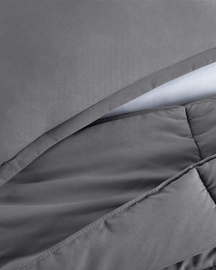 SERTA Simply Clean Ultra Soft Hypoallergenic Solid 3 Piece Comforter Set, Full/Queen, Grey - LeafyLoom