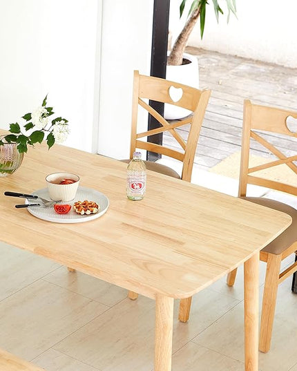 Livinia Aslan 59" Malaysian Oak Rectangular Wooden Dining Table/Large Solid Wood Kitchen Desk (Natural Oak) - LeafyLoom
