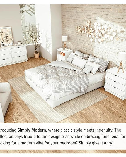Prepac Three Nightstand, 3-Drawer, Simple White - LeafyLoom