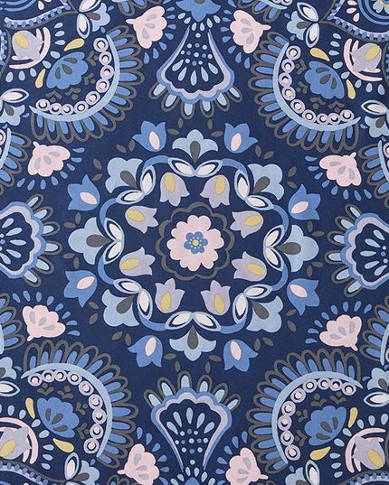 Comfort Spaces Girls Bed in A Bag Floral Comforter Set College Dorm Room Essentials, Complete Dormitory Bedroom Pack And Sheet with 2 Side Pocket Includes Extra Pillowcase Sets, Twin, Medallion Blue - LeafyLoom