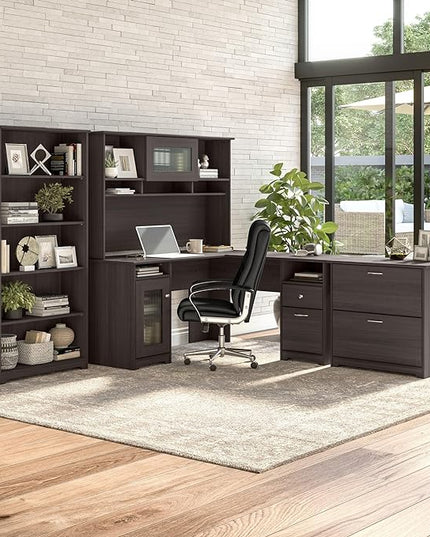 Bush Business Furniture Cabot 2 Drawer Lateral File Cabinet | Letter, Legal, and A4-size Document Storage for Home Office, 32W, Heather Gray - LeafyLoom