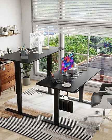 63 x 24 Inches Standing Desk Adjustable Height with Splice Board- Stand Up Desk, Electric Standing Desk, Sit to Stand Desk for Home & Office Computer Desk - LeafyLoom