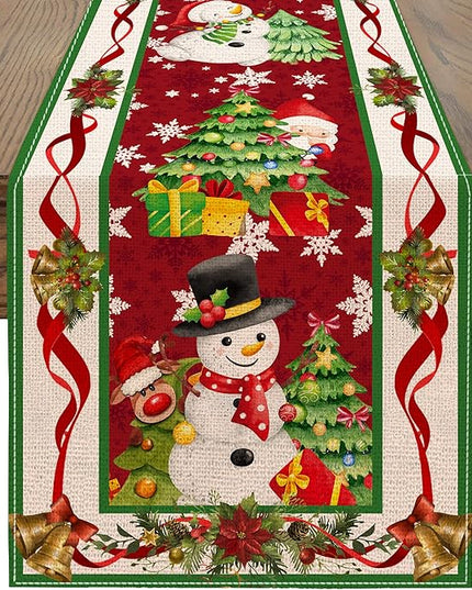 Christmas Table Runner 90 Inch Snowflake Buffalo Plaid Table Runner Christmas Theme Holiday Xmax Snowman Gnome Christmas Table Runner Decor for Kitchen Dining Table Home Party Decorations Unibyby