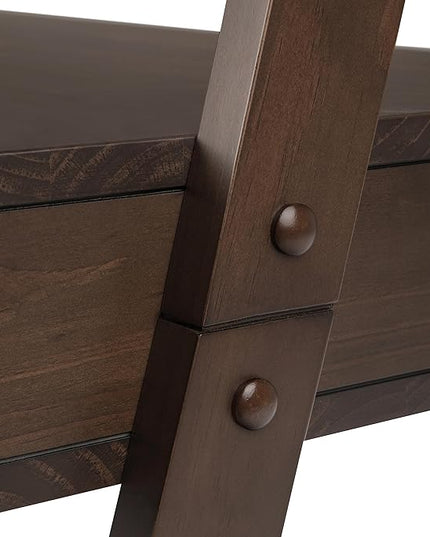 SIMPLIHOME Aleck SOLID WOOD 36 inch Wide Home Office Desk, Writing Table, Workstation, Study Table Furniture in Warm Walnut Brown with 2 Drawers - LeafyLoom