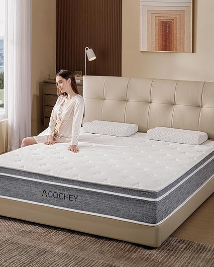 12 Inch Queen Mattress Memory Foam and Spring Hybrid Mattresses,Medium Firm Feel Grey Queen Mattress in a Box,Quality Comfort and Adaptive Support Breathable Cooling Mattresses,CertiPUR-US. - LeafyLoom