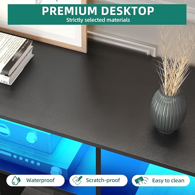 YITAHOME 42" Deformable TV Stand w/LED Strip, Modern Entertainment Center for 70/65/60/55/50/45 inch TVs, Gaming TV Consoles 2 Pieces Media Console Cabinet for Living Room, Black - LeafyLoom