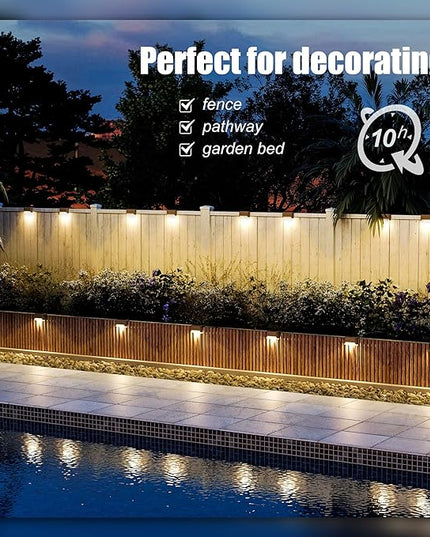 Greesum 3 Piece Rattan Patio Furniture Set with Rocking Chairs, Glass Table and SOLPEX 16 Pack Solar Deck Lights for Outdoor Stairs, Fence and Pathway - LeafyLoom