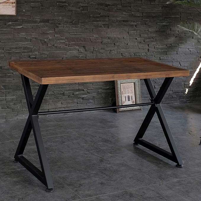 AC Pacific Nova Modern Industrial Home Office Computer and Working Desk Table, Brown/Midnight - LeafyLoom