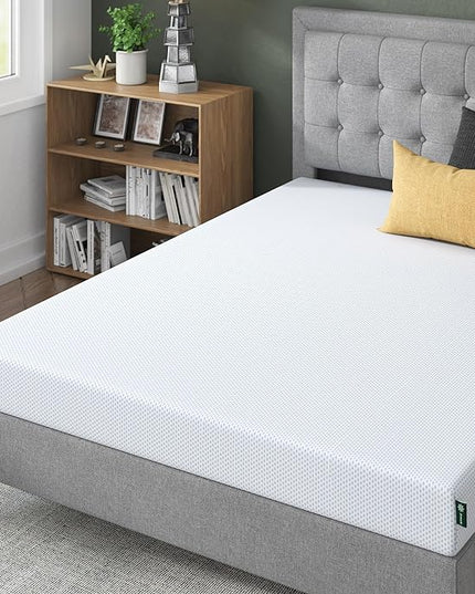 ZINUS 6 Inch Green Tea Cooling Gel Memory Foam Mattress, Short Queen, Fiberglass Free, Cooling Gel Foam, Pressure Relieving, CertiPUR-US Certified, Mattress in A Box, White - LeafyLoom