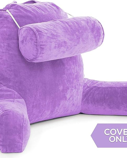 Husband Pillow XXL Cover Only Light Purple, Microfiber Bed Rest Pillow Cover with Arms - Array of Colors - Generous Side and Back Pockets for Your Favorite Comfy Reading Pillow - LeafyLoom