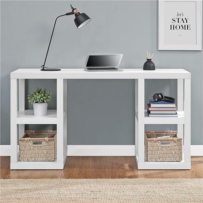 Ameriwood Home Parsons Deluxe Desk, White - LeafyLoom