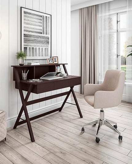 NicBex Laik-DW-00040-DX Desks, 43.25" W x 21.75" D x 38" H, Brown - LeafyLoom