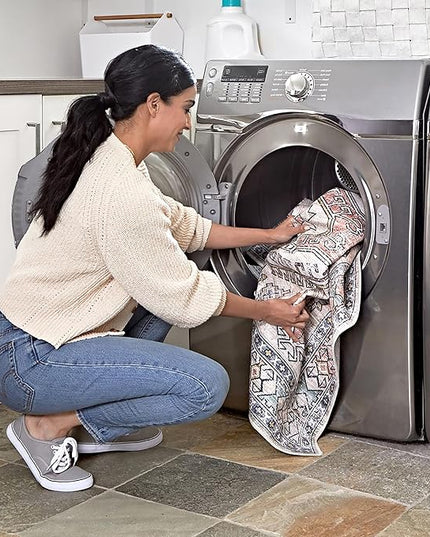 nuLOOM Mollie Machine Washable Traditional Border Ultra Thin Area Rug, 8x10, Charcoal - LeafyLoom