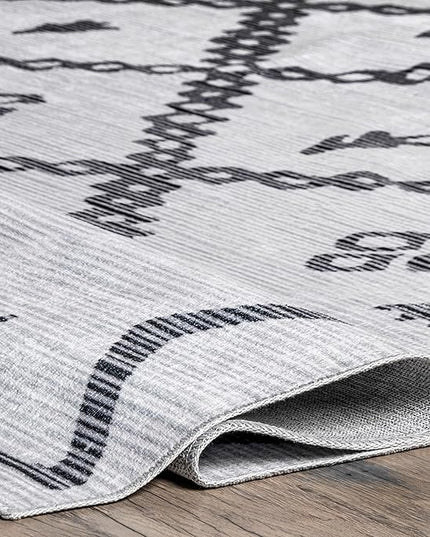 nuLOOM Celesta Bohemian Trellis Machine Washable Ultra Thin Area Rug, 6' x 9', Ivory - LeafyLoom