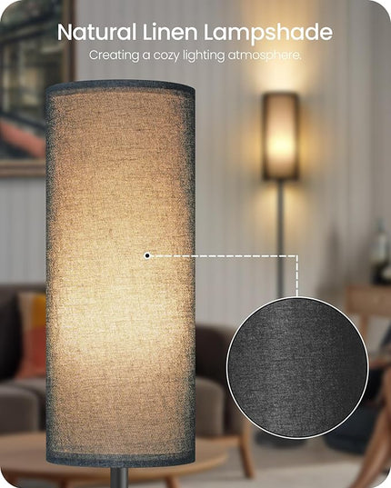 Dimmable Floor Lamp for Living Room, Corner Floor Lamp with Remote, 66'' Standing Tall Lamp, Linen Lampshade, 10W 800LM LED Bulb for Bedroom Study, FCC Listed Black B06LD05 - LeafyLoom