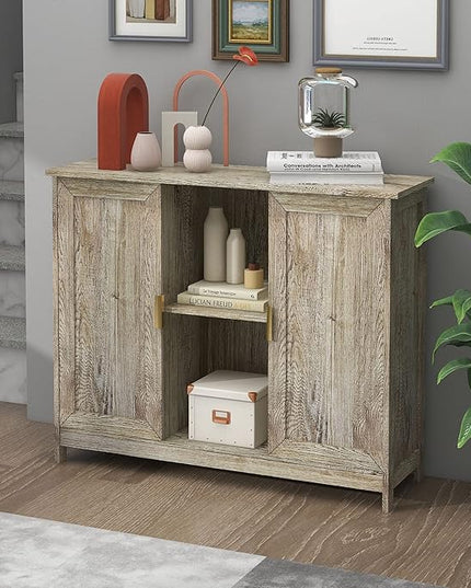 TaoHFE Farmhouse Buffet Cabinet,Farmhouse Credenza Cabinet,Farmhouse Sideboard Storage Cabinet,Coffee Bar Cabinet Buffet Table Thin Cabinet for Narrow Spaces Entry Cabinet Hallway Cabinet Dining Room - LeafyLoom