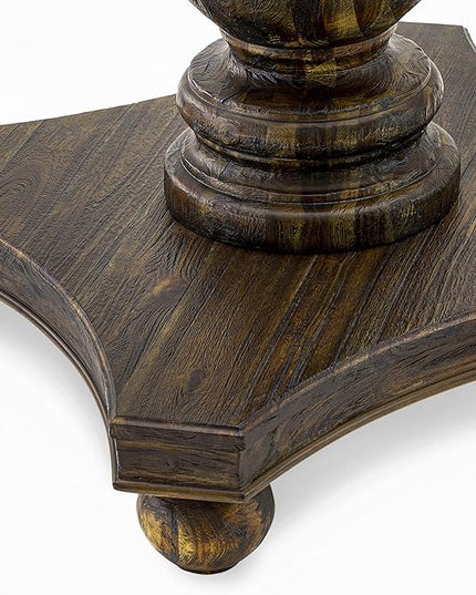 East West Furniture F2AB5-747 Ferris 5 Piece Room Furniture Set Includes a Round Dining Table with Pedestal and 4 Light Sable Linen Fabric Upholstered Chairs, 48x48 Inch - LeafyLoom