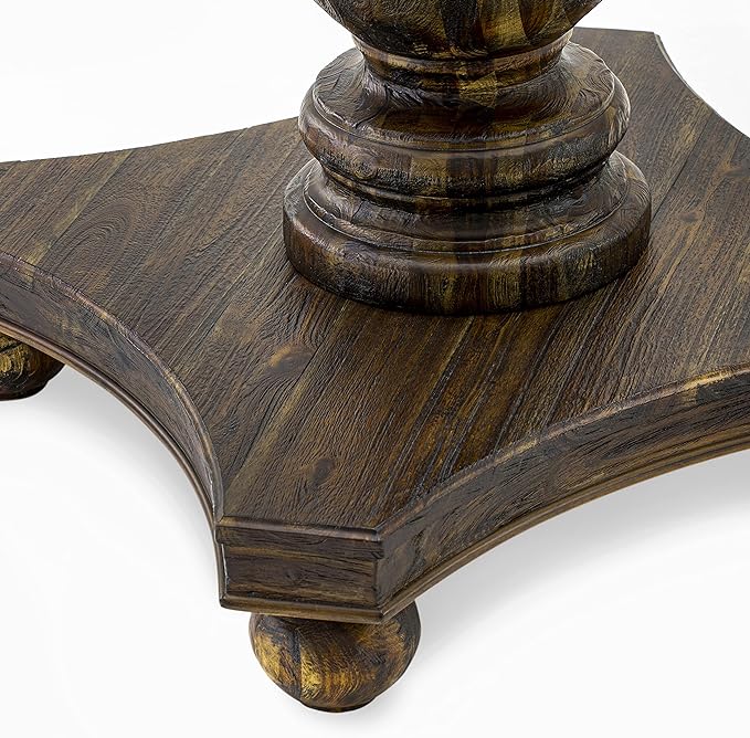 East West Furniture F2AB5-747 Ferris 5 Piece Room Furniture Set Includes a Round Dining Table with Pedestal and 4 Light Sable Linen Fabric Upholstered Chairs, 48x48 Inch - LeafyLoom