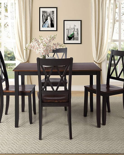 NicBex Dining Room Table Set for 4 Kitchen Table and Chairs Dining Table Set Home Kitchen Table and Chairs Wood Dining Set for Kitchen, Dining Room, Dinette, Breakfast Nook, Black - LeafyLoom