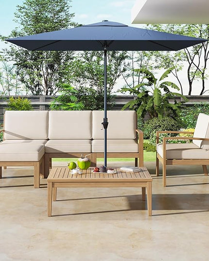 Merax 6-Piece Outdoor Sectional Conversation Sofa Seat Cushions Acacia Wood Frame Furniture Sets with Coffee Table and Ottoman for Garden Backyard Patio and Poolside, Beige - LeafyLoom