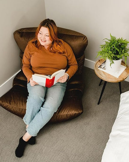 Big Joe Roma Bean Bag Chair, Chocolate Plush, Soft Polyester, 3 feet - LeafyLoom