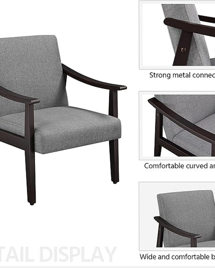 Yaheetech Accent Chair, Mid-Century Living Room Chair, Modern Linen Fabric Side Chair with High Back for Living Room/Office/Bedroom, Minimalist, Dark Gray - LeafyLoom