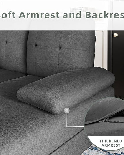 Shintenchi Sectional Couches for Living Room, U Shaped Sofa Couch with Double Chaise, 4-Seat Living Room Furniture Sets with Soft Cushion & Linen Fabric, Black - LeafyLoom