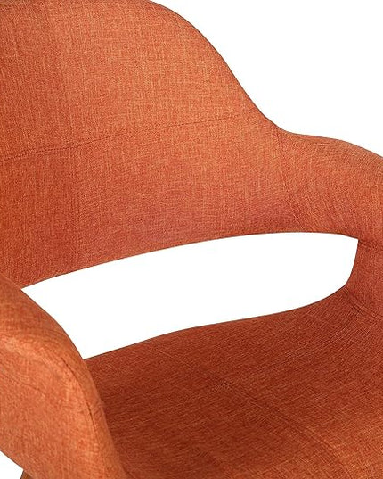Armen Living Phoebe Mid-Century Modern Fabric Upholstered Dining Chair for Kitchen Table Office Desk Vanity, 24D x 25W x 33H Inch, Orange - LeafyLoom