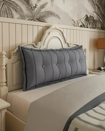 Johnear Large Headboard Pillow Cotton Linen Daybed Cushion Backrest Bolster Pillow Support Positioning Bed Sofa Rest Reading Pillow （Gray, 54 x 3 x 20 inches） - LeafyLoom