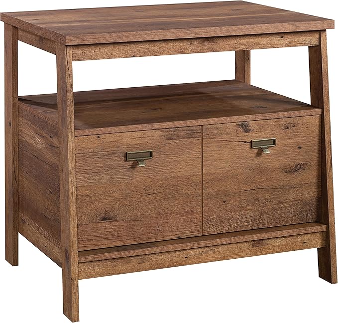 Sauder Trestle Lateral File, L: 32.28" x W: 24.49" x H: 29.41", Vintage Oak Finish - LeafyLoom